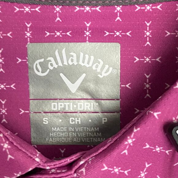 Callaway Men's Small Swing Tech Polo Shirt Sleeve UPF 50 Purple Orchid NEW - Picture 14 of 16